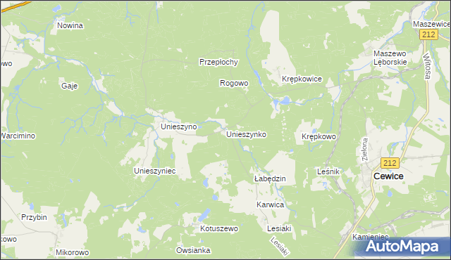 mapa Unieszynko, Unieszynko na mapie Targeo