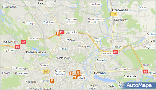mapa Winogrady, Winogrady na mapie Targeo