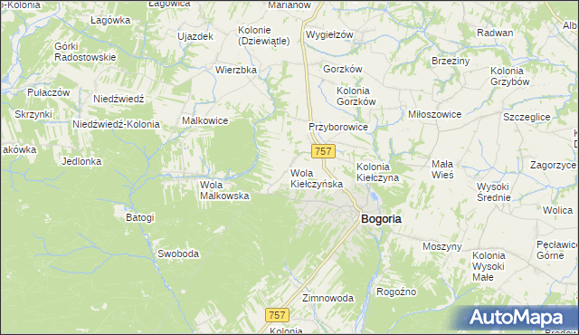 mapa Wola Kiełczyńska, Wola Kiełczyńska na mapie Targeo