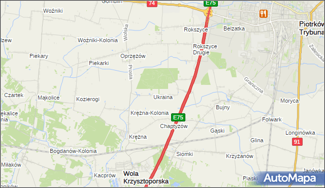 mapa Wola Rokszycka, Wola Rokszycka na mapie Targeo