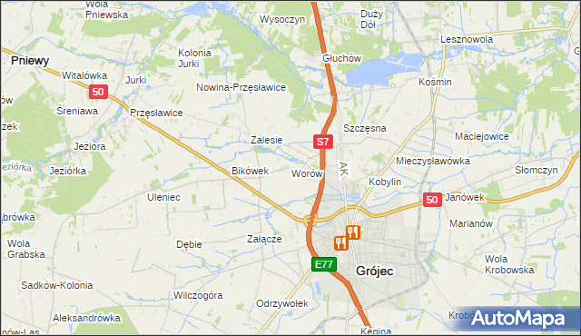 mapa Worów, Worów na mapie Targeo