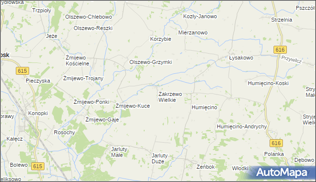mapa Zakrzewo Wielkie gmina Grudusk, Zakrzewo Wielkie gmina Grudusk na mapie Targeo