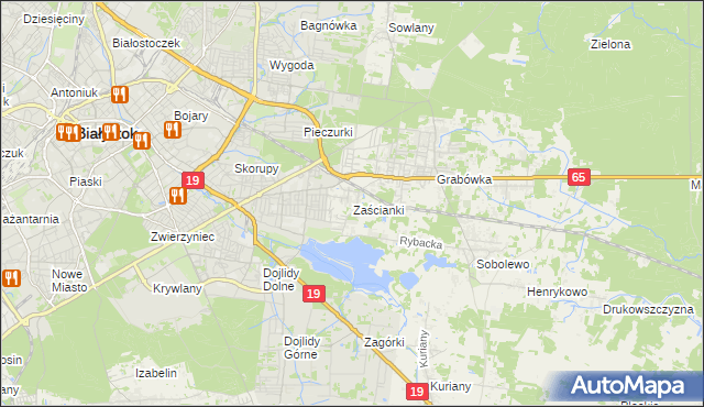 mapa Zaścianki gmina Supraśl, Zaścianki gmina Supraśl na mapie Targeo