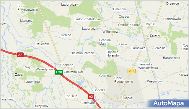 mapa Grabina Wielka, Grabina Wielka na mapie Targeo