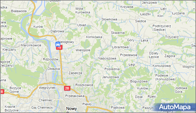 mapa Naściszowa, Naściszowa na mapie Targeo