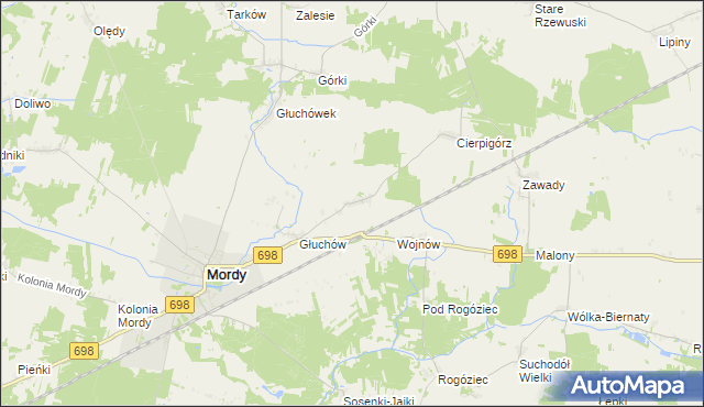 mapa Stara Wieś gmina Mordy, Stara Wieś gmina Mordy na mapie Targeo