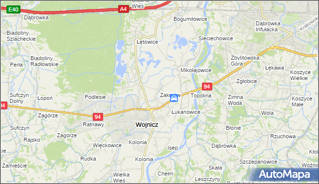 mapa Zakrzów gmina Wojnicz, Zakrzów gmina Wojnicz na mapie Targeo