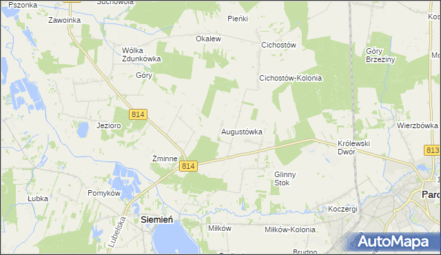 mapa Augustówka gmina Siemień, Augustówka gmina Siemień na mapie Targeo
