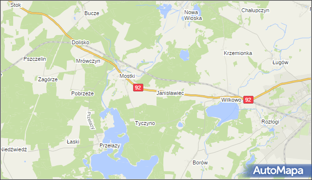 mapa Janisławiec, Janisławiec na mapie Targeo