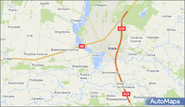 mapa Kock powiat lubartowski, Kock powiat lubartowski na mapie Targeo