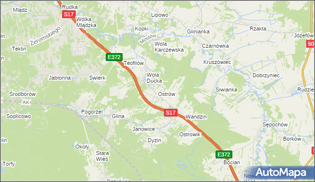 mapa Ostrów gmina Celestynów, Ostrów gmina Celestynów na mapie Targeo