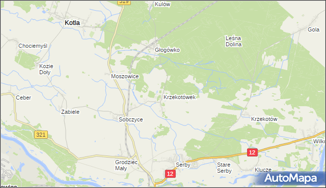 mapa Krzekotówek, Krzekotówek na mapie Targeo