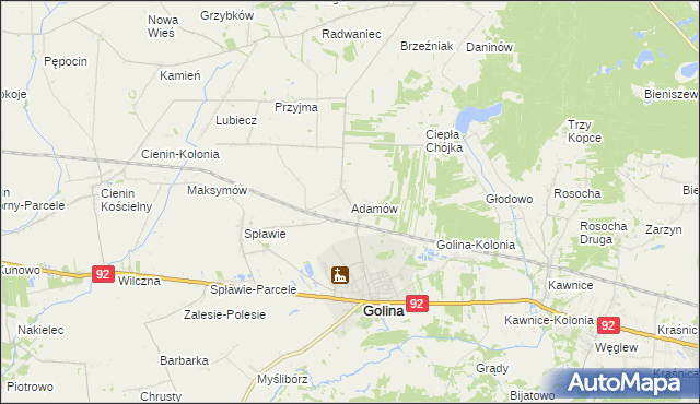 mapa Adamów gmina Golina, Adamów gmina Golina na mapie Targeo