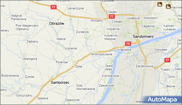 mapa Andruszkowice, Andruszkowice na mapie Targeo