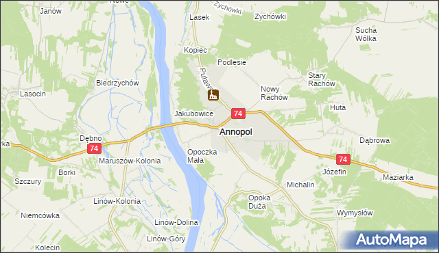 mapa Annopol powiat kraśnicki, Annopol powiat kraśnicki na mapie Targeo