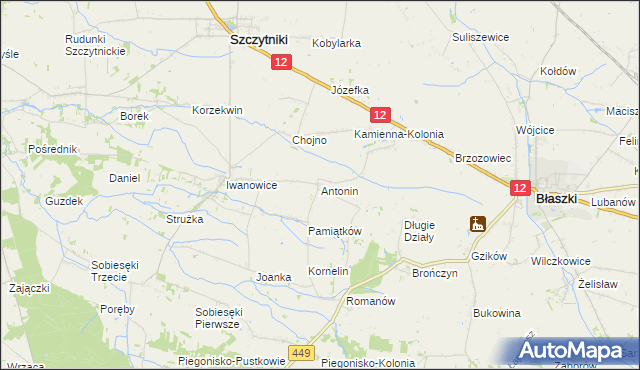 mapa Antonin gmina Szczytniki, Antonin gmina Szczytniki na mapie Targeo