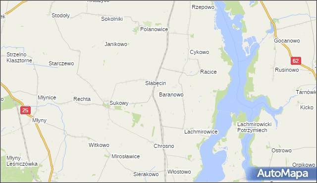 mapa Baranowo gmina Kruszwica, Baranowo gmina Kruszwica na mapie Targeo