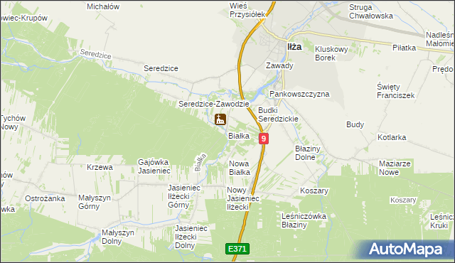 mapa Białka gmina Iłża, Białka gmina Iłża na mapie Targeo