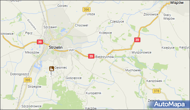 mapa Biedrzychów gmina Strzelin, Biedrzychów gmina Strzelin na mapie Targeo