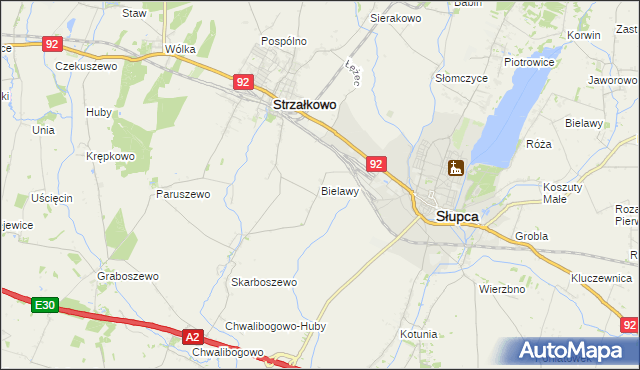 mapa Bielawy gmina Strzałkowo, Bielawy gmina Strzałkowo na mapie Targeo