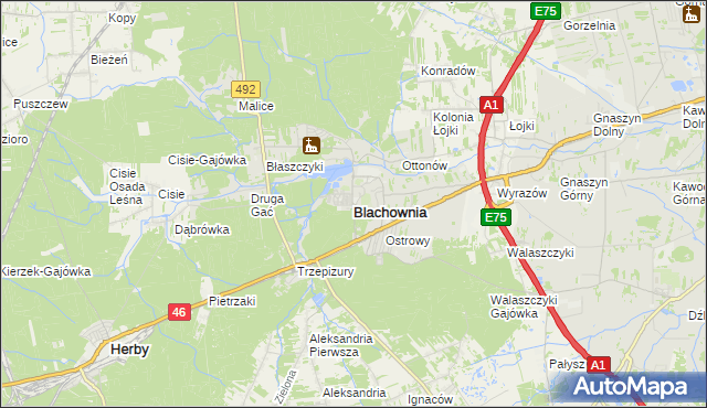 mapa Blachownia, Blachownia na mapie Targeo