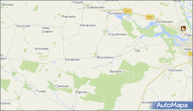 mapa Błociszewo, Błociszewo na mapie Targeo