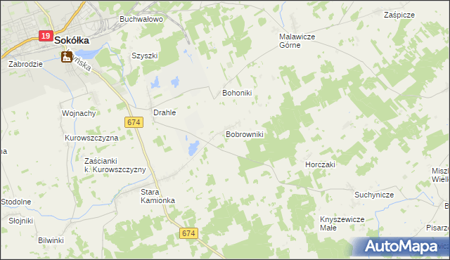 mapa Bobrowniki gmina Sokółka, Bobrowniki gmina Sokółka na mapie Targeo