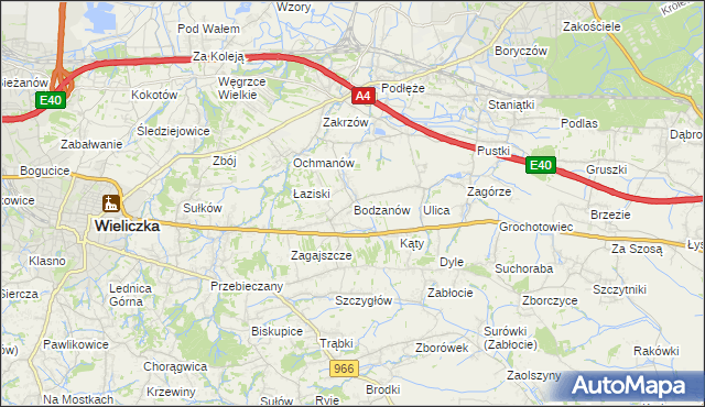 mapa Bodzanów gmina Biskupice, Bodzanów gmina Biskupice na mapie Targeo