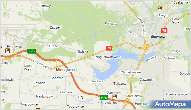 mapa Boguchwałowice, Boguchwałowice na mapie Targeo