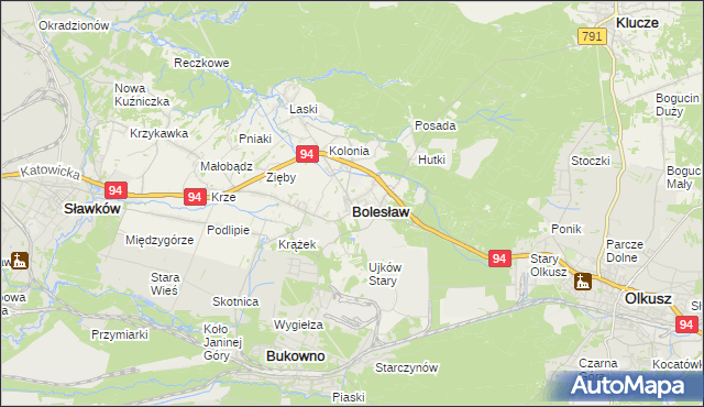 mapa Bolesław powiat olkuski, Bolesław powiat olkuski na mapie Targeo