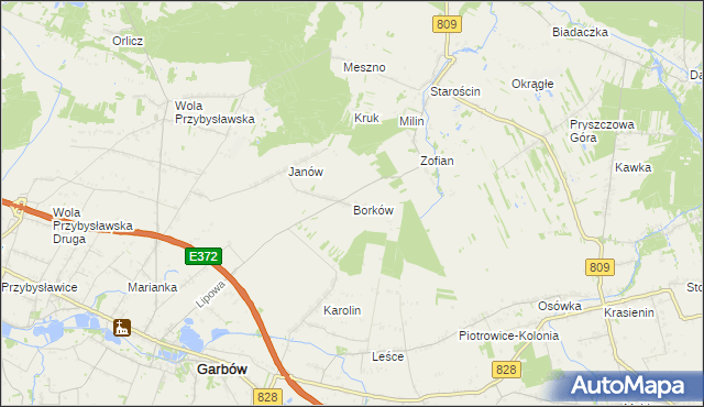 mapa Borków gmina Garbów, Borków gmina Garbów na mapie Targeo