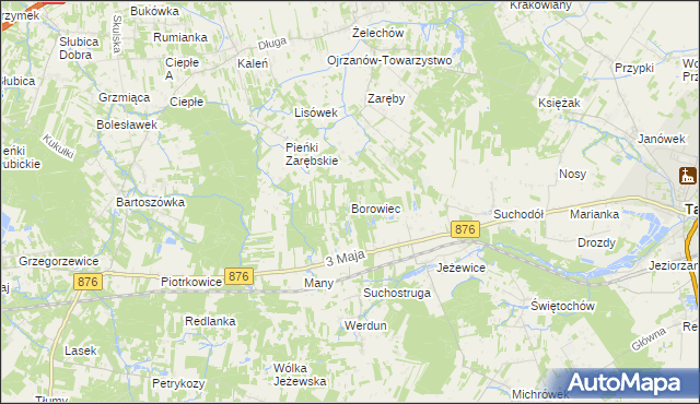 mapa Borowiec gmina Tarczyn, Borowiec gmina Tarczyn na mapie Targeo