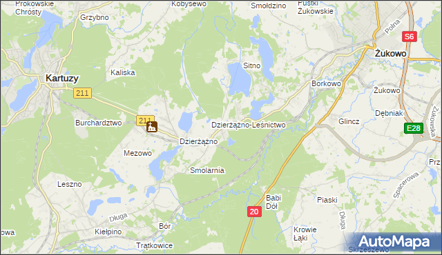 mapa Borowo gmina Kartuzy, Borowo gmina Kartuzy na mapie Targeo
