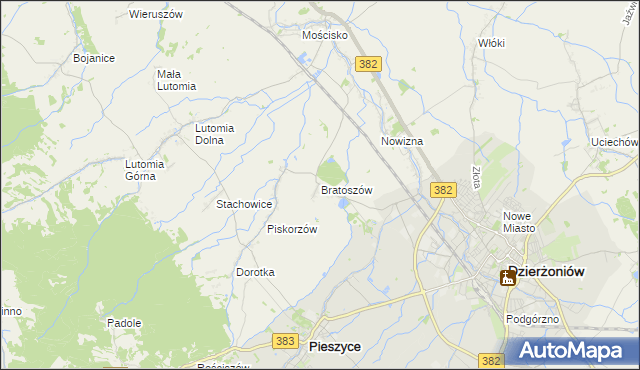 mapa Bratoszów, Bratoszów na mapie Targeo