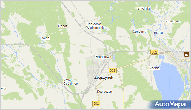 mapa Bronikowo gmina Zbąszynek, Bronikowo gmina Zbąszynek na mapie Targeo