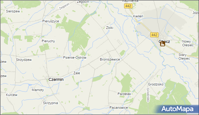 mapa Broniszewice, Broniszewice na mapie Targeo