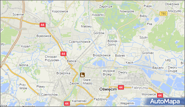 mapa Broszkowice, Broszkowice na mapie Targeo