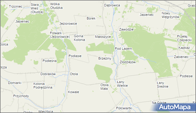 mapa Brzeziny gmina Żarnowiec, Brzeziny gmina Żarnowiec na mapie Targeo