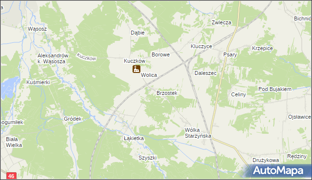 mapa Brzostek gmina Szczekociny, Brzostek gmina Szczekociny na mapie Targeo