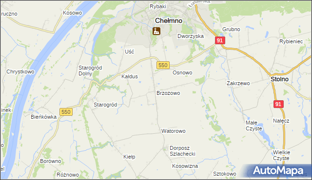 mapa Brzozowo gmina Kijewo Królewskie, Brzozowo gmina Kijewo Królewskie na mapie Targeo