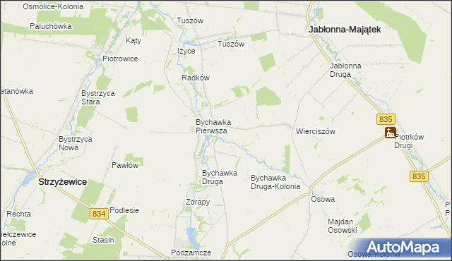 mapa Bychawka Trzecia-Kolonia, Bychawka Trzecia-Kolonia na mapie Targeo