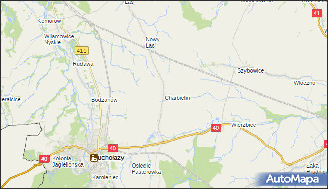 mapa Charbielin gmina Głuchołazy, Charbielin gmina Głuchołazy na mapie Targeo