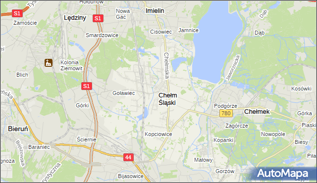 mapa Chełm Śląski, Chełm Śląski na mapie Targeo