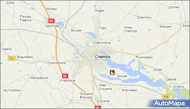 mapa Chełmża, Chełmża na mapie Targeo