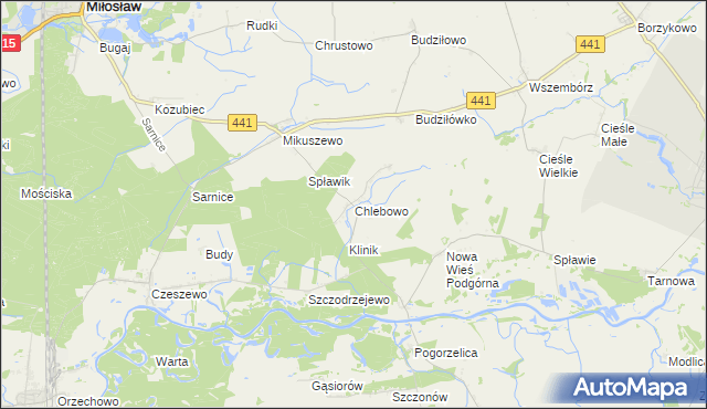 mapa Chlebowo gmina Miłosław, Chlebowo gmina Miłosław na mapie Targeo