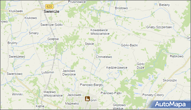 mapa Chmielewo gmina Świercze, Chmielewo gmina Świercze na mapie Targeo