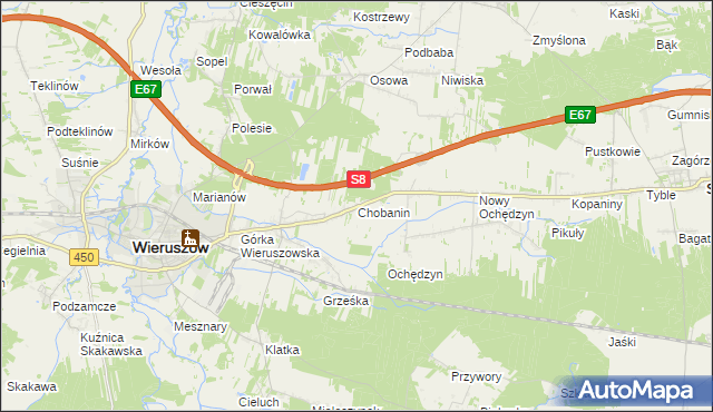 mapa Chobanin, Chobanin na mapie Targeo