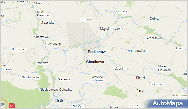 mapa Chodkowo-Działki, Chodkowo-Działki na mapie Targeo