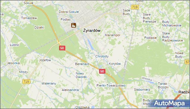 mapa Chroboty, Chroboty na mapie Targeo