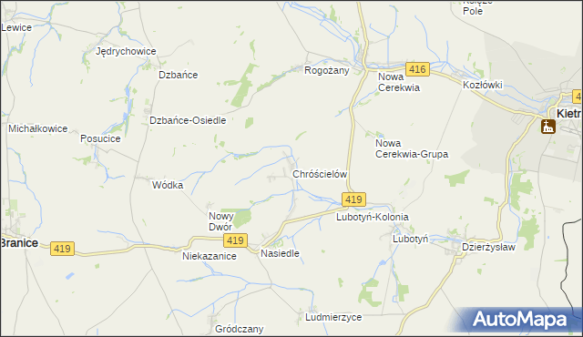 mapa Chróścielów, Chróścielów na mapie Targeo